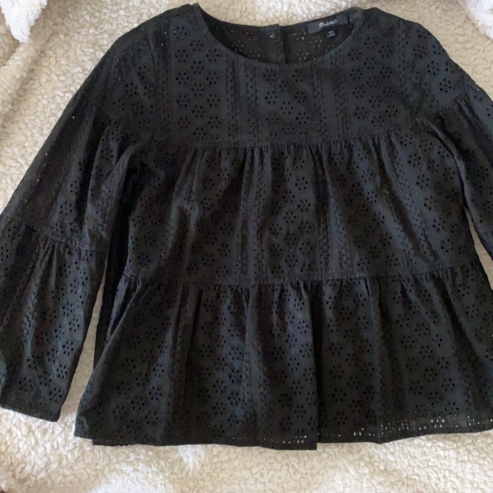 Madewell Tiered Eyelet Top with Button Back